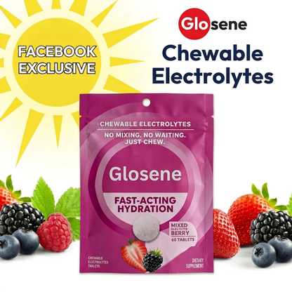 Glosene™ - Chewable Electrolyte Tablets - Fast Acting Hydration - Mixed Berry Flavor