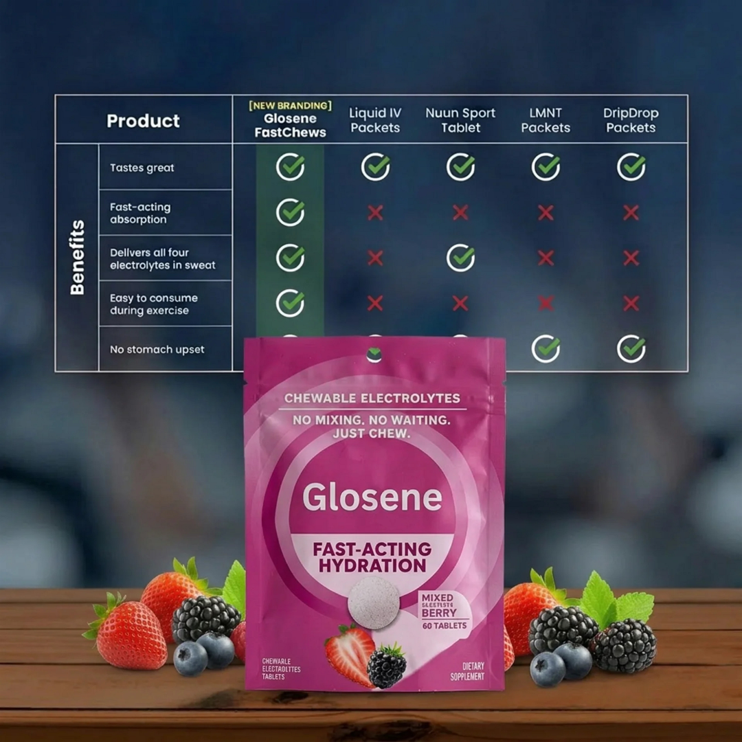 Glosene™ - Chewable Electrolyte Tablets - Fast Acting Hydration - Mixed Berry Flavor