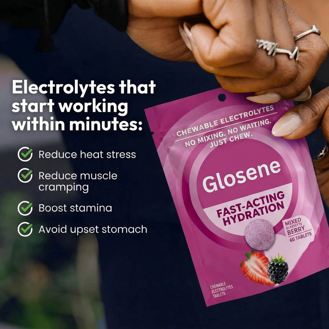 Glosene™ - Chewable Electrolyte Tablets - Fast Acting Hydration - Mixed Berry Flavor